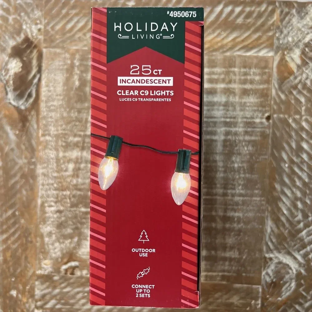 Holiday Living 25 Incandescent Clear C9‎ Christmas Lights Indoor/Outdoor